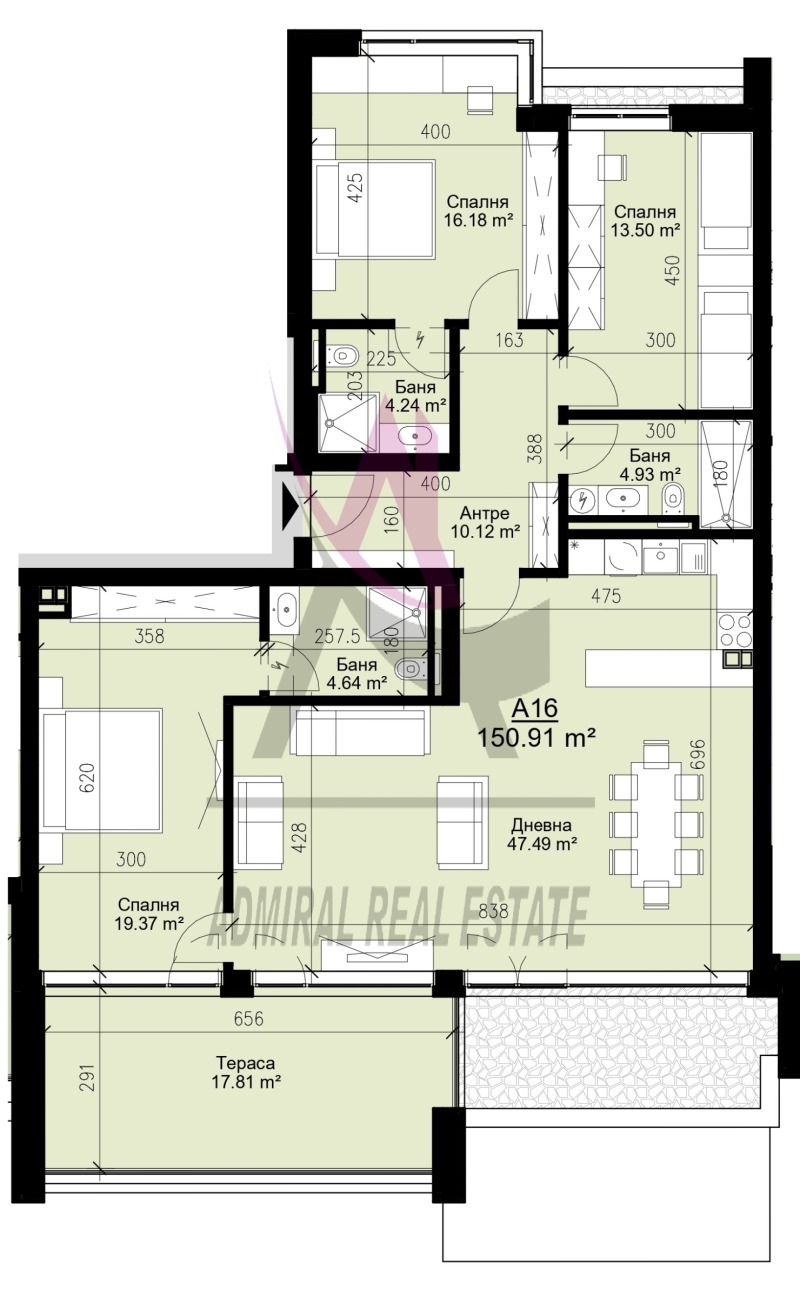 Satılık  3 yatak odası Varna , Briz , 166 metrekare | 15528816