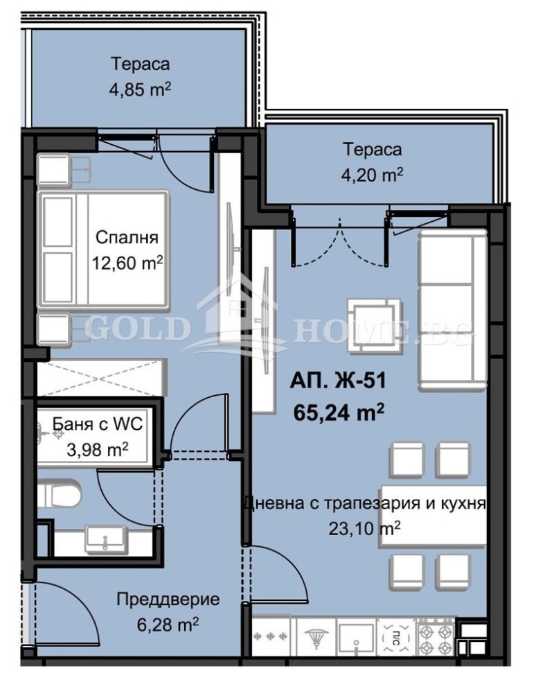 À venda  1 quarto Plovdiv , Hristo Smirnenski , 69 m² | 23222200 - imagem [13]
