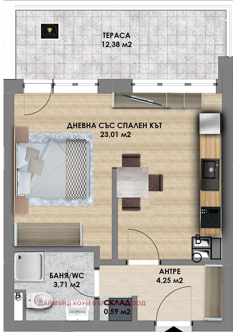 Продава 1-СТАЕН, гр. Пловдив, Христо Смирненски, снимка 2 - Aпартаменти - 48377267