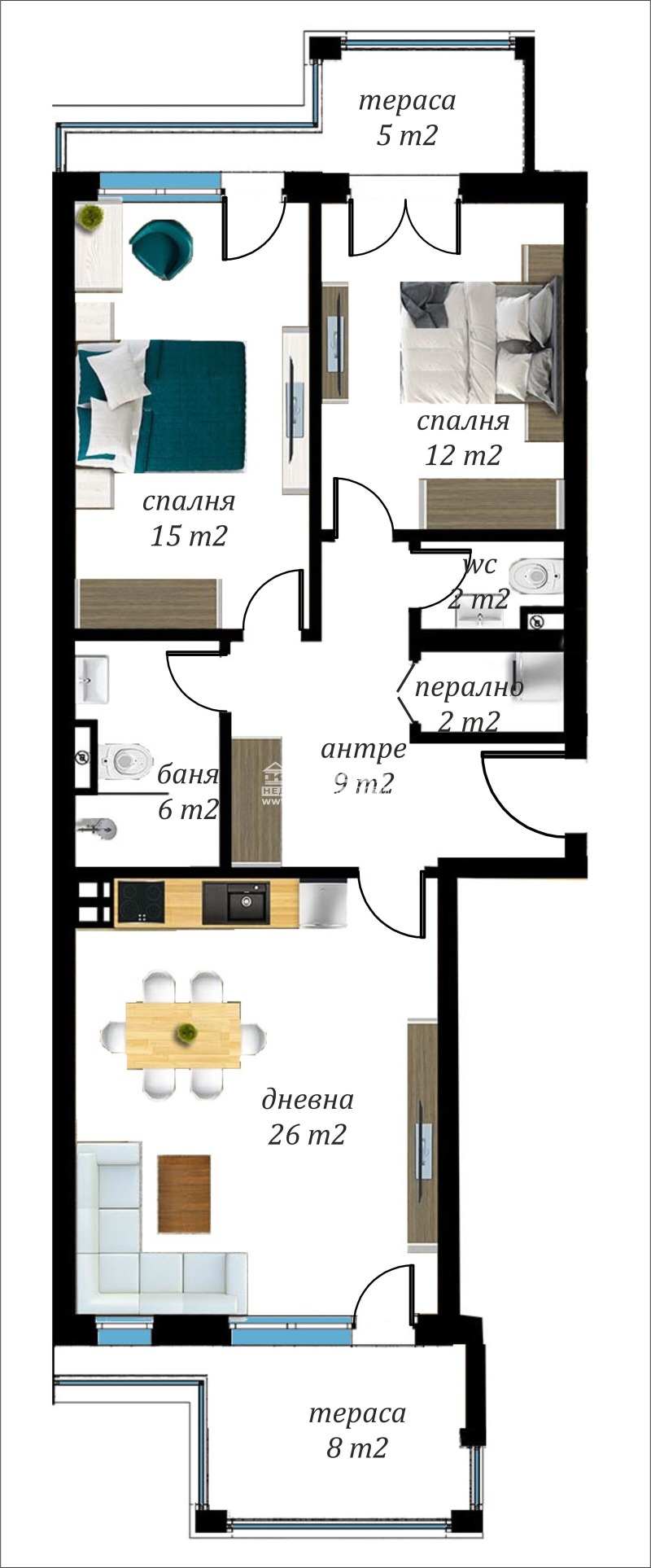 Eladó  2 hálószobás Plovdiv , Vastanicseski , 114 négyzetméter | 22894036 - kép [2]