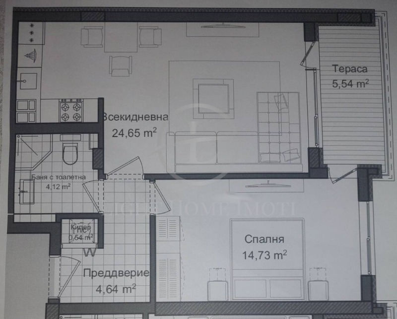 Eladó  1 hálószoba Plovdiv , Gagarin , 77 négyzetméter | 35816161