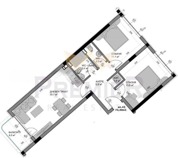 Eladó  2 hálószobás Varna , Vladislav Varnencsik 1 , 86 négyzetméter | 57305696