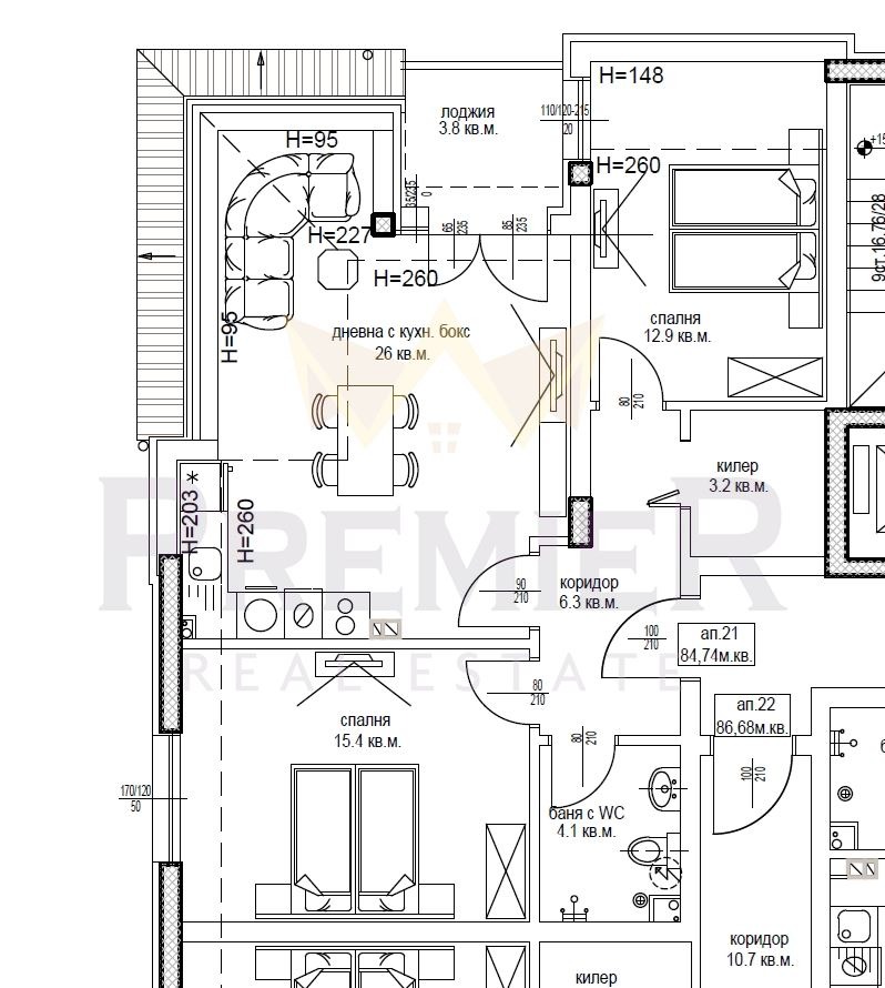 Satılık  2 yatak odası Varna , Cveten kvartal , 98 metrekare | 46957714 - görüntü [2]