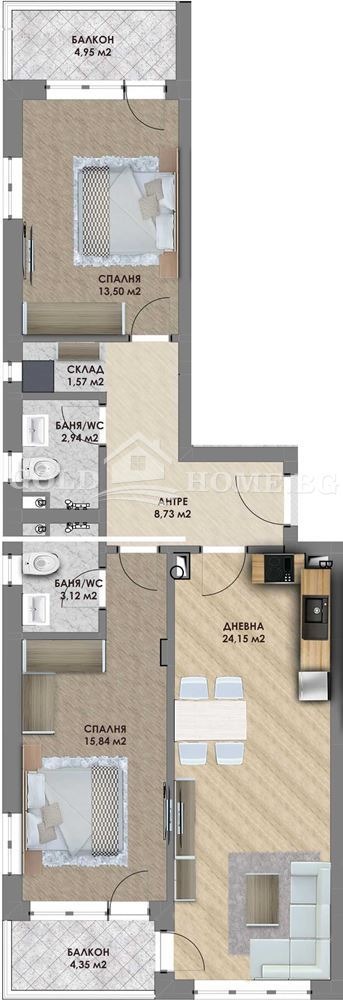 For Sale  2 bedroom Plovdiv , Hristo Smirnenski , 92 sq.m | 21872817 - image [7]