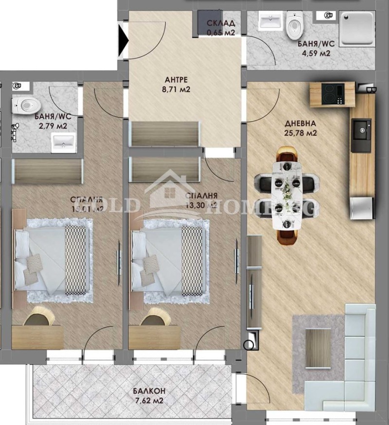 For Sale  2 bedroom Plovdiv , Hristo Smirnenski , 92 sq.m | 21872817 - image [6]