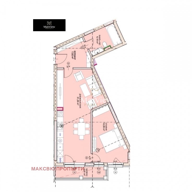 Продава 1-СТАЕН, гр. София, Малинова долина