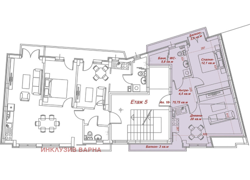 Продава  2-стаен град Варна , Погреби , 76 кв.м | 65574195 - изображение [3]