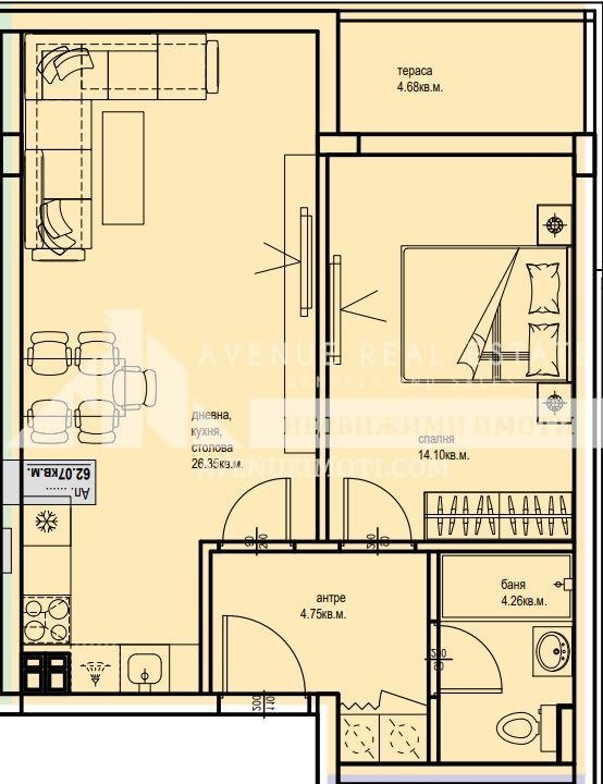 En venta  1 dormitorio Plovdiv , Karshiyaka , 73 metros cuadrados | 41075556 - imagen [2]