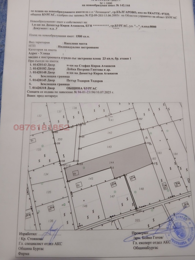Продава  Парцел град Бургас , в.з.Лозницата , 1500 кв.м | 36335524
