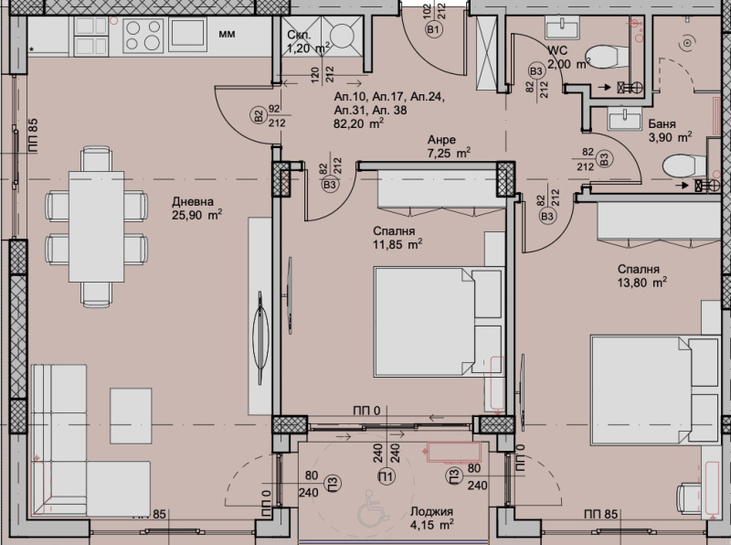 Продаја  2 спаваће собе Пловдив , Христо Смирненски , 97 м2 | 62537942 - слика [2]