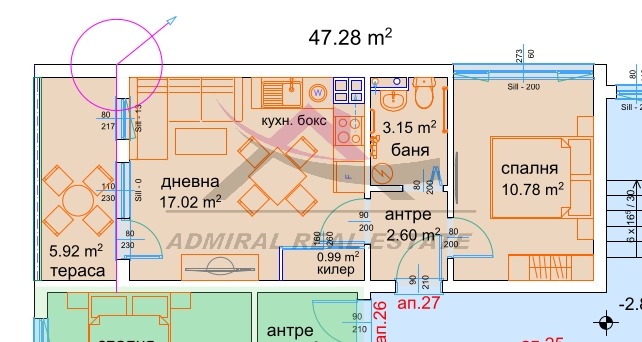 Eladó  1 hálószoba Varna , Izgrev , 54 négyzetméter | 23600453 - kép [2]