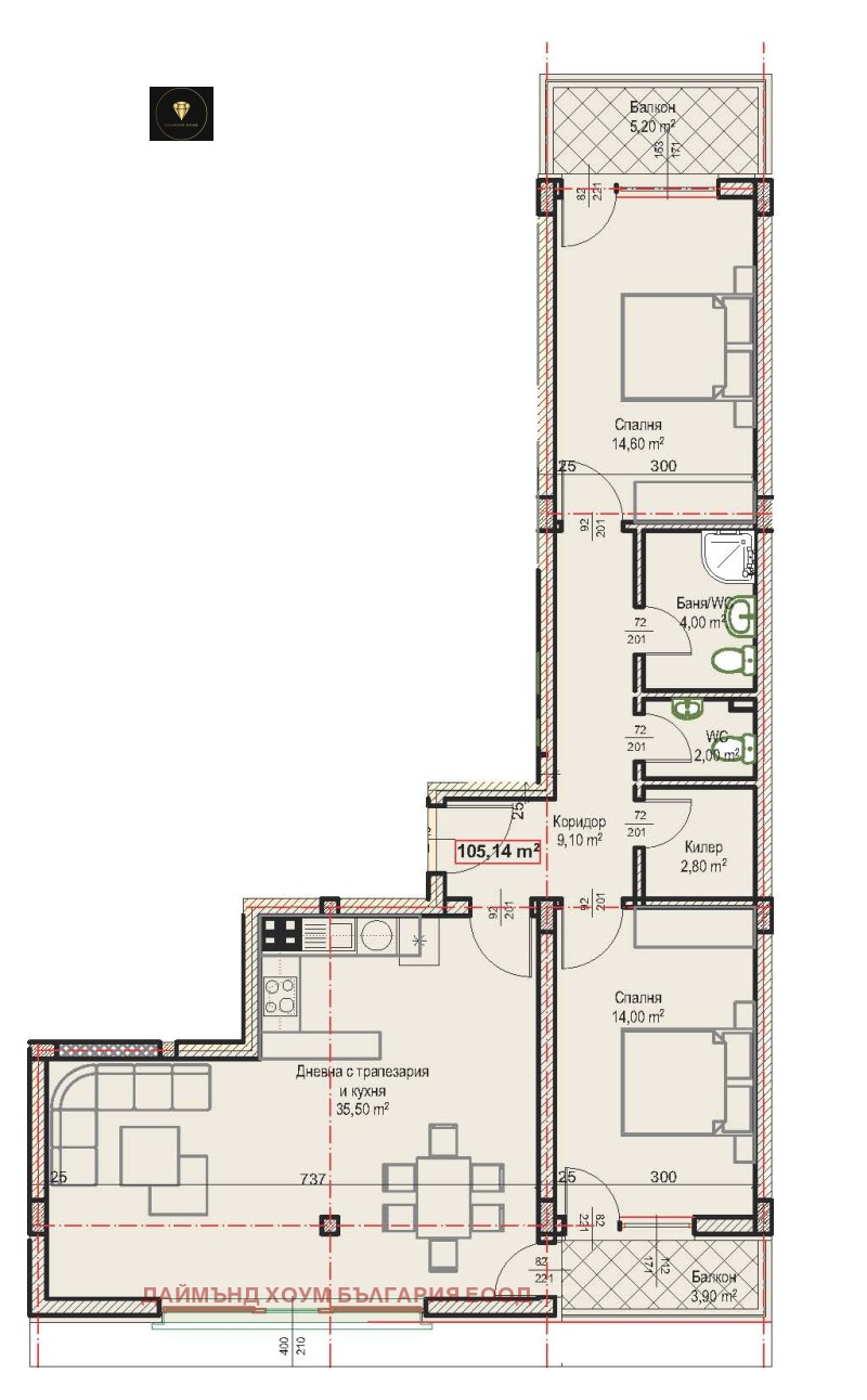 Zu verkaufen  2 Schlafzimmer Plowdiw , Hristo Smirnenski , 124 qm | 74529932 - Bild [2]