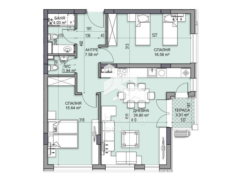 Продается  2 спальни Пловдив , Гагарин , 107 кв.м | 56019108 - изображение [2]