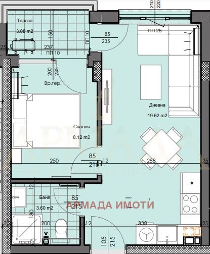 In vendita  1 camera da letto Plovdiv , Gagarin , 52 mq | 95604421