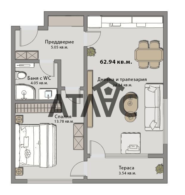 Na prodej  1 ložnice Plovdiv , Trakija , 74 m2 | 60034509 - obraz [3]