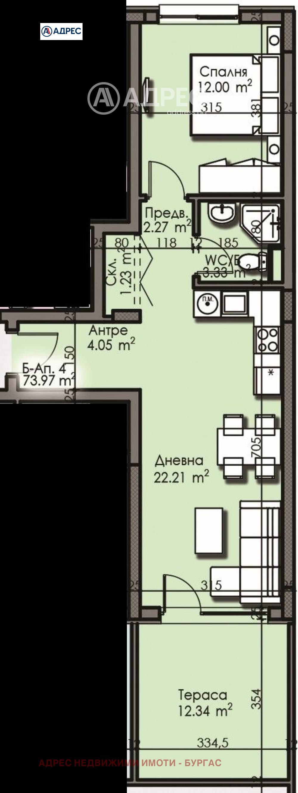 Продава 2-СТАЕН, гр. Бургас, Изгрев, снимка 4 - Апартаменти - 54029865