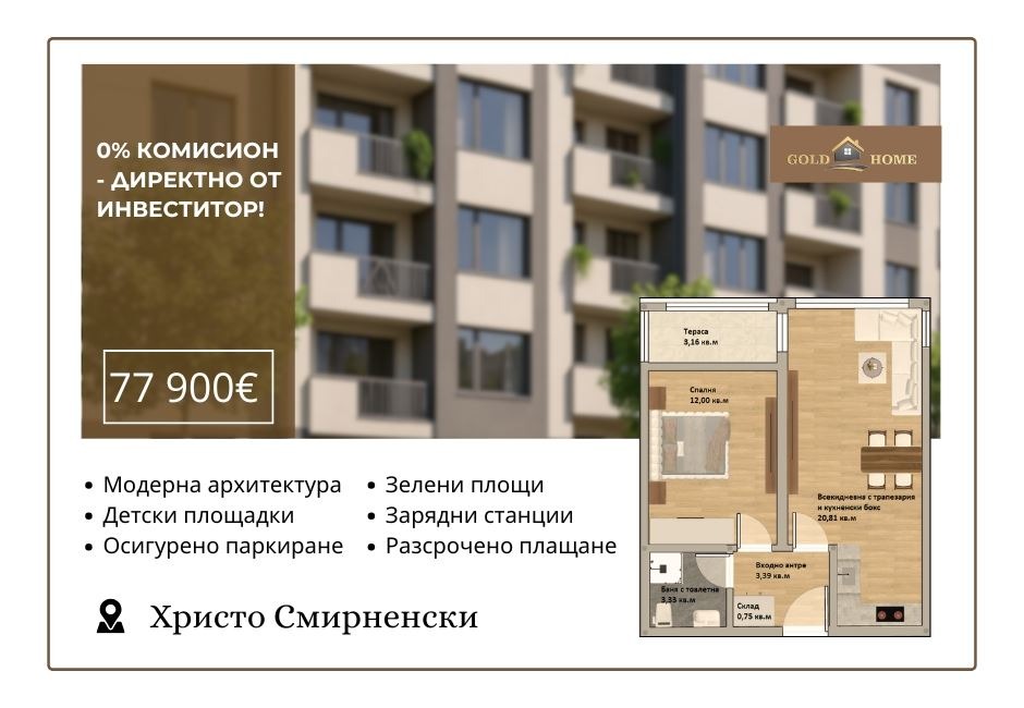 Продава 2-СТАЕН, гр. Пловдив, Христо Смирненски