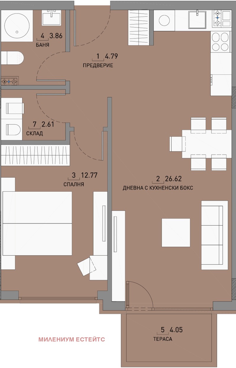 Na prodej  1 ložnice Sofia , Malinova dolina , 75 m2 | 93657042