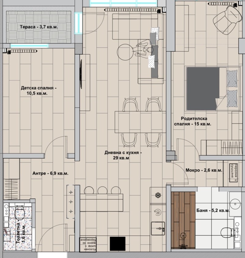 Продава 3-СТАЕН, гр. София, Борово, снимка 16 - Aпартаменти - 47588826