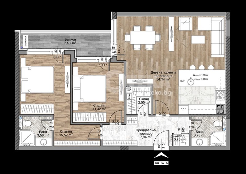 Te koop  2 slaapkamers Sofia , Mladost 4 , 114 m² | 36688147 - afbeelding [2]
