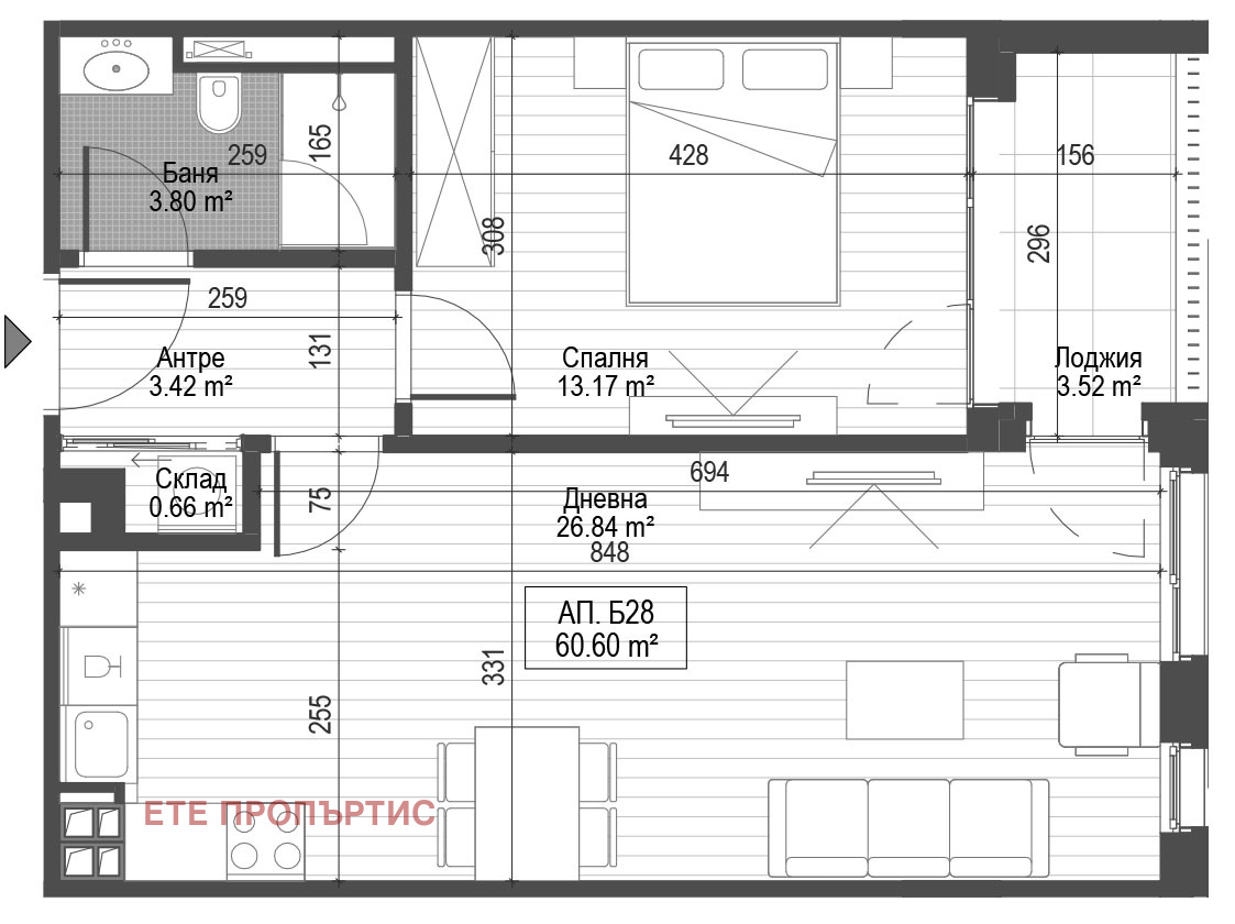 Продава 2-СТАЕН, гр. София, Зона Б-19