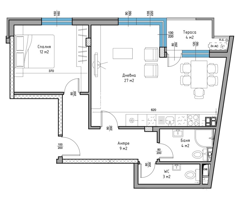 Te koop  1 slaapkamer Plovdiv , Tsentar , 82 m² | 33775627 - afbeelding [2]