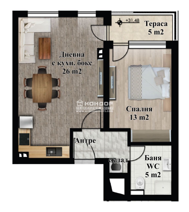 À vendre  1 chambre Plovdiv , Karchiyaka , 77 m² | 11539612 - image [2]