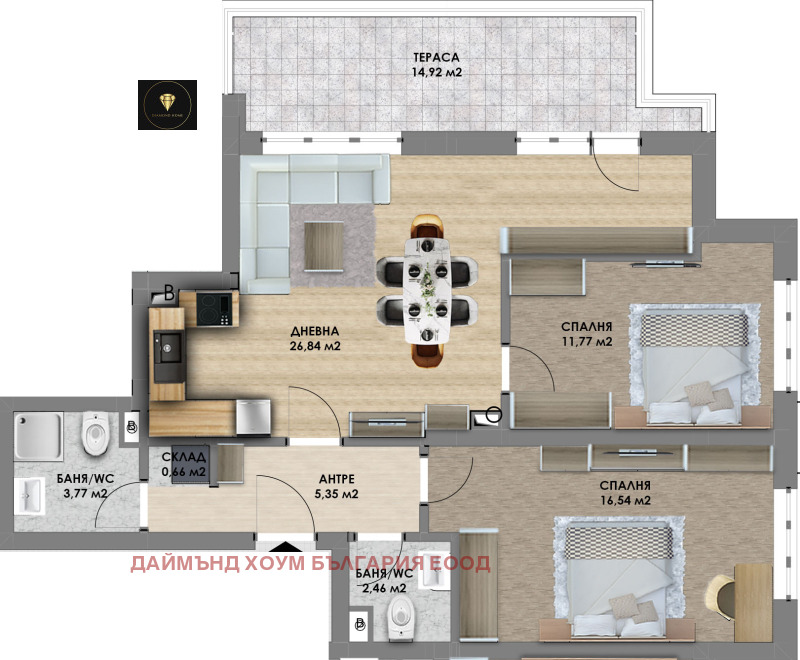 À venda  2 quartos Plovdiv , Hristo Smirnenski , 113 m² | 70672663 - imagem [3]