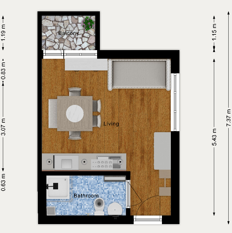 Myytävänä  Studio Sofia , Suhodol , 51 neliömetriä | 68396389 - kuva [6]