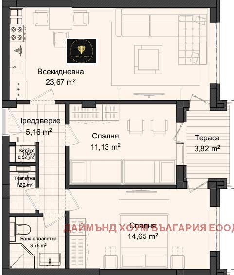 Продава 3-СТАЕН, гр. Пловдив, Гагарин, снимка 2 - Aпартаменти - 49270796