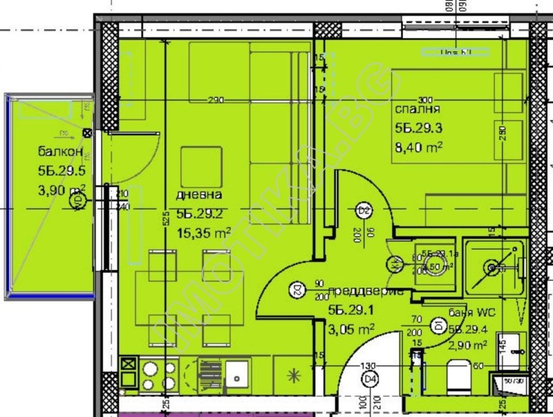 Till salu  1 sovrum Varna , Kaisieva gradina , 49 kvm | 52712068 - bild [2]