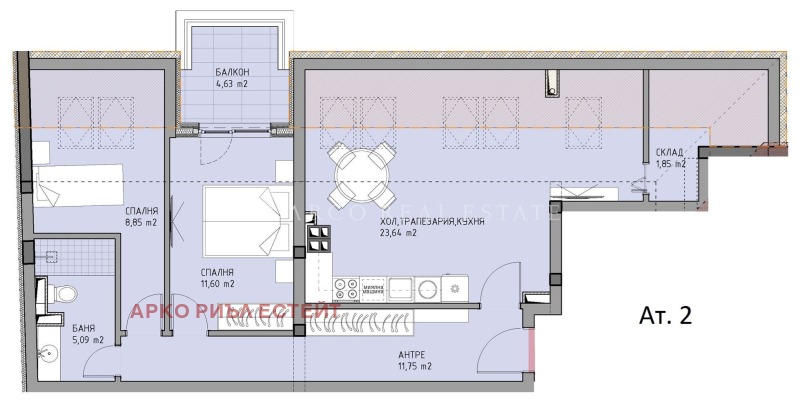 Eladó  2 hálószobás Sofia , Moderno predgradie , 98 négyzetméter | 10564965 - kép [3]