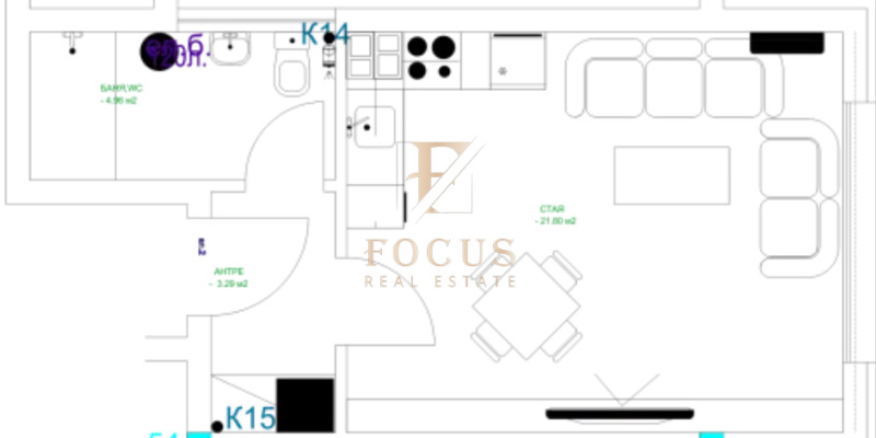 Zu verkaufen  Studio Plowdiw , Mladeschki Halm , 43 qm | 26866334 - Bild [2]