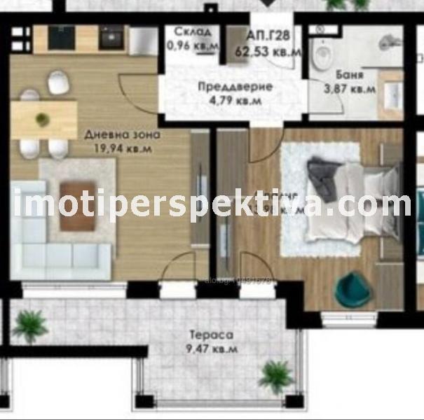 De vânzare  1 dormitor Plovdiv , Ciuciuc Parij , 73 mp | 51208256