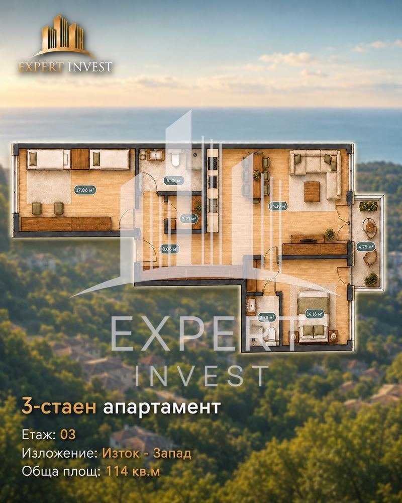 Продава 3-СТАЕН, гр. Варна, Бриз
