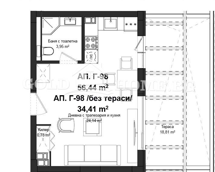 Na prodej  Studio Plovdiv , Gagarin , 43 m2 | 77605836 - obraz [2]