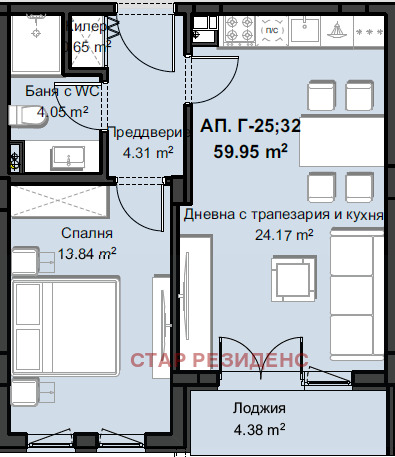 Продаја  1 спаваћа соба Пловдив , Христо Смирненски , 72 м2 | 65473691 - слика [9]