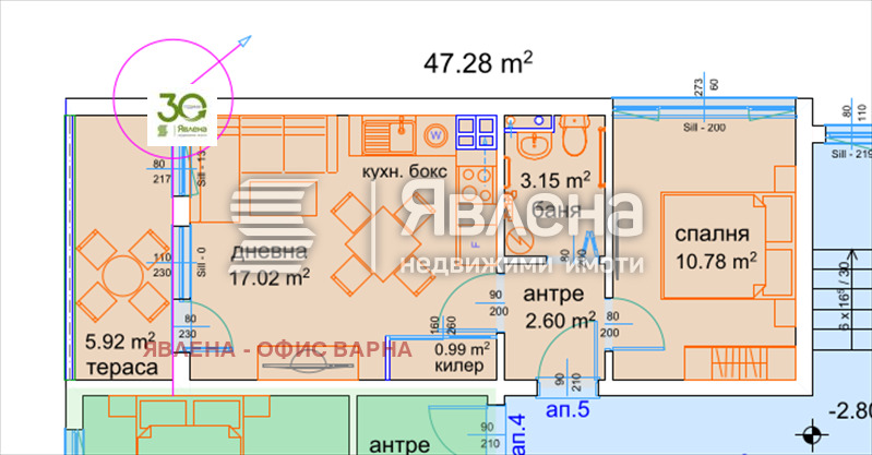 Продаја  1 спаваћа соба Варна , м-т Пчелина , 57 м2 | 65514800 - слика [2]