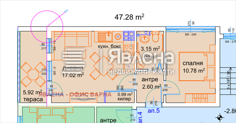 Продаја  1 спаваћа соба Варна , м-т Пчелина , 57 м2 | 65514800 - слика [5]