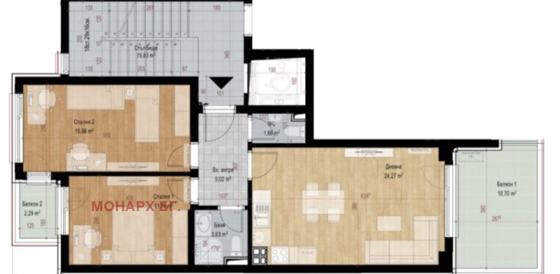 Продава 3-СТАЕН в град София, Хаджи Димитър - 111 кв.м / 277 000 € » 541 764.91 лв., МОНАРХ БГ ИМОТИ