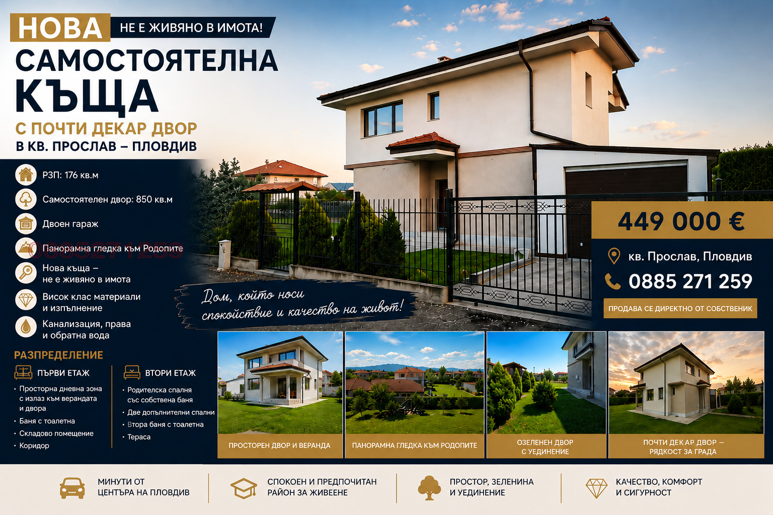 Продава КЪЩА, гр. Пловдив, Западен