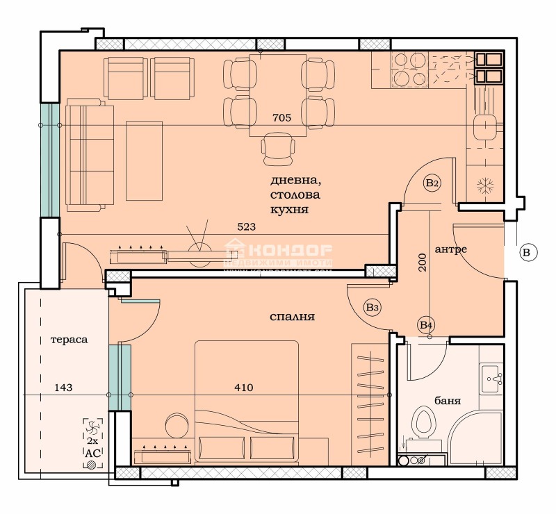 Satılık  1 yatak odası Plovdiv , Vastaniçeski , 62 metrekare | 98130703 - görüntü [5]