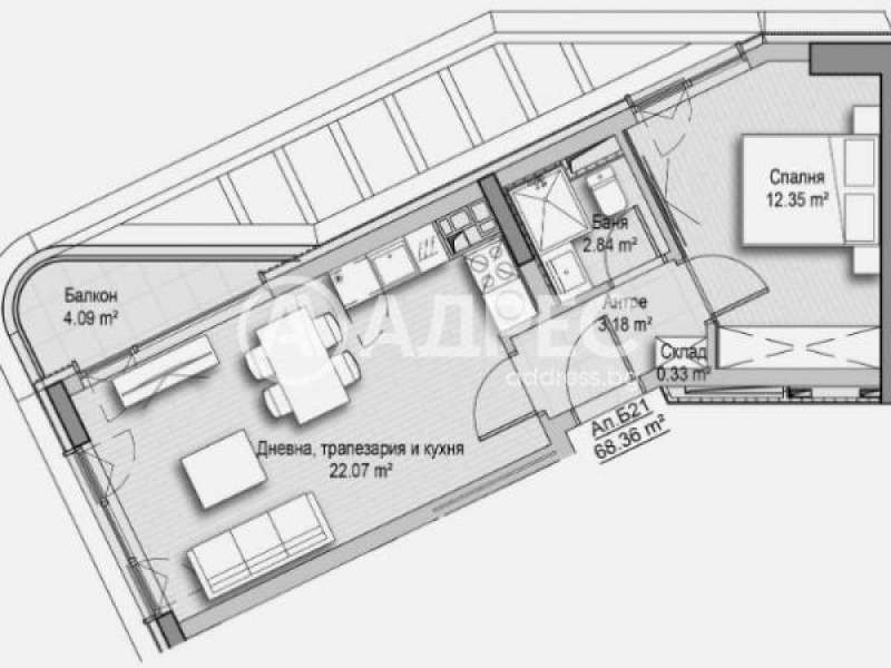 Продается  1 спальня София , Хладилника , 68 кв.м | 86550248