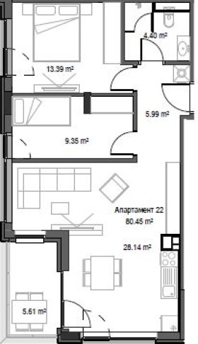 Продается  2 спальни София , Манастирски ливади , 96 кв.м | 76132142 - изображение [2]