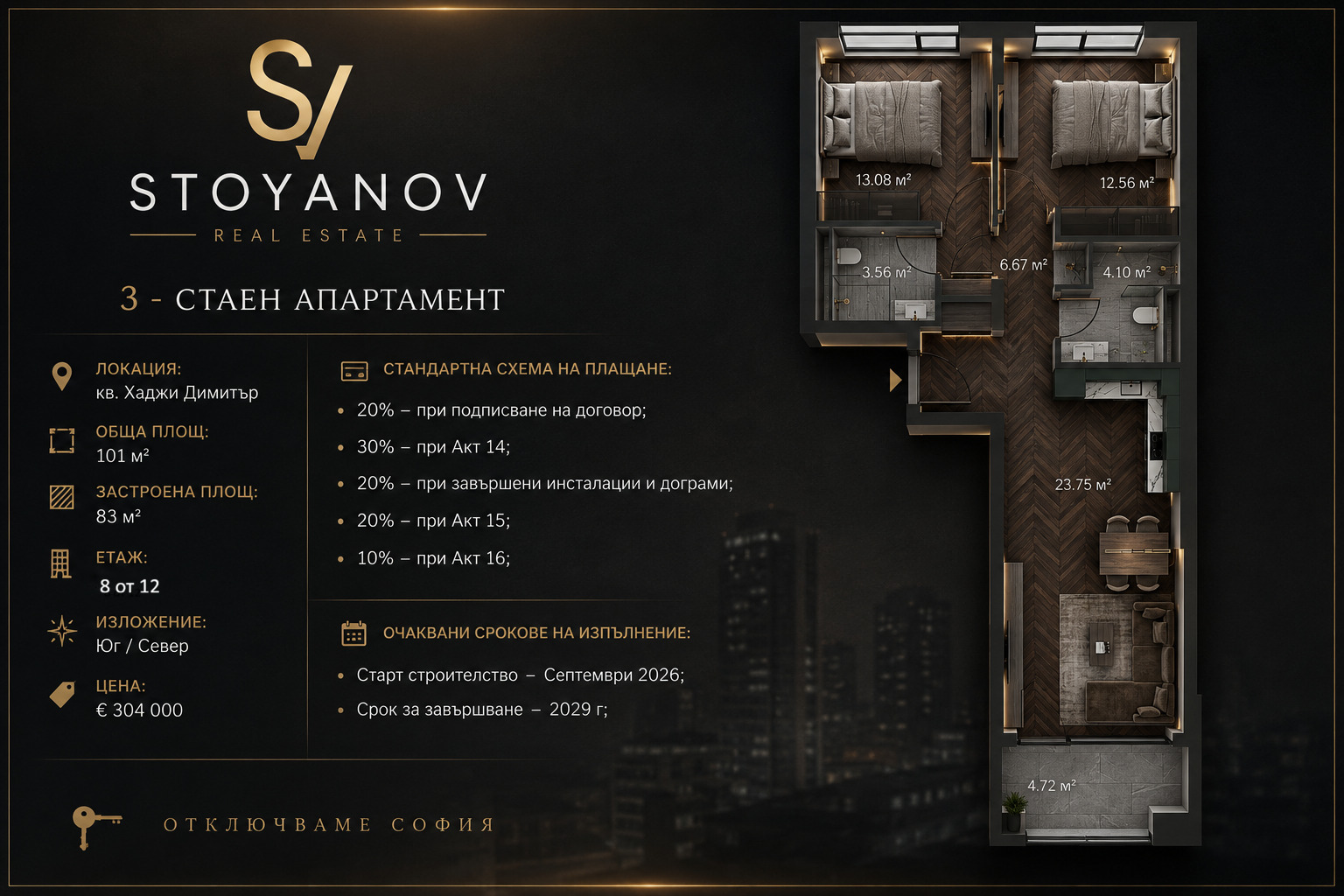Продава 3-СТАЕН, гр. София, Хаджи Димитър