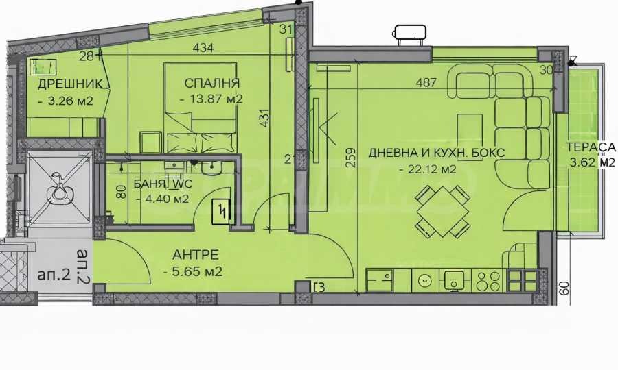 Продава 2-СТАЕН, гр. Пловдив, Коматево, снимка 5 - Апартаменти - 53714915