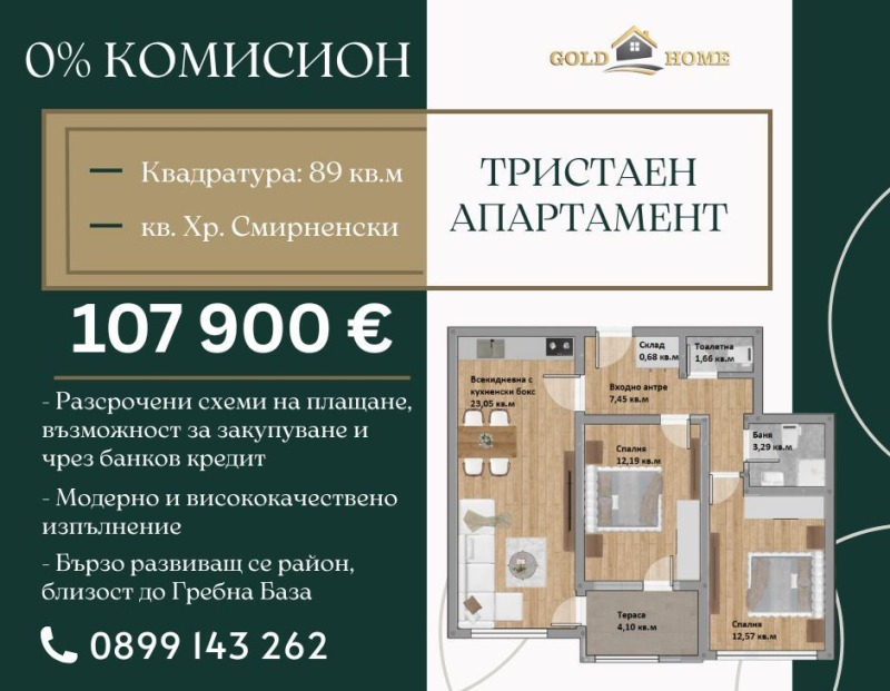 Продава 3-СТАЕН, гр. Пловдив, Христо Смирненски