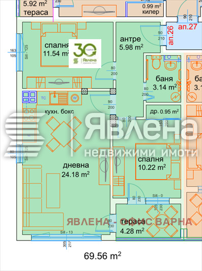 Продаја  2 спаваће собе Варна , м-т Пчелина , 70 м2 | 43845108 - слика [2]