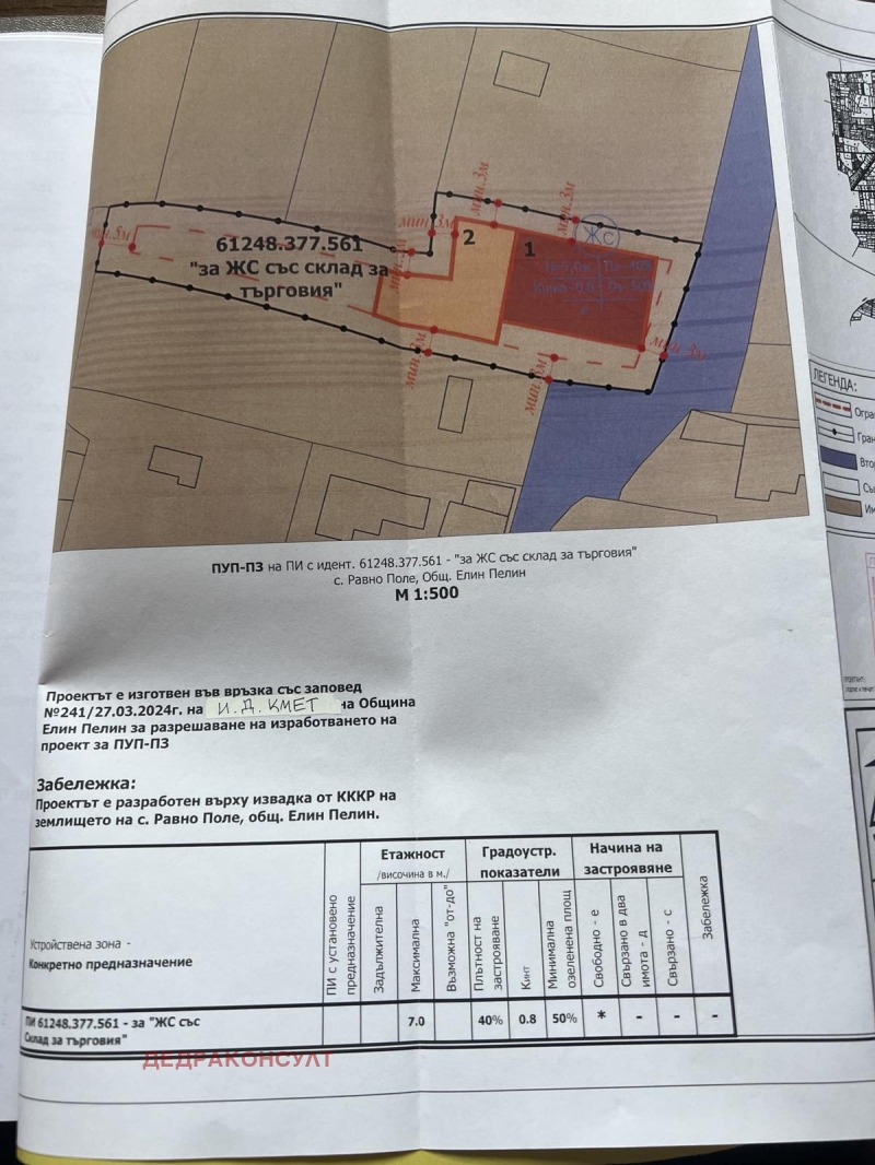 Продава ПАРЦЕЛ, с. Равно поле, област София област