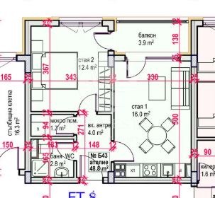 Продава  2-стаен град Бургас , Меден рудник - зона В , 59 кв.м | 46090388 - изображение [3]